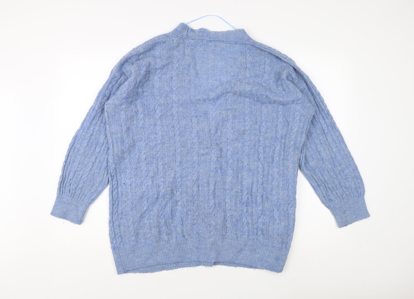 MNG Women's Blue Cardigan Size 10, Button Accent