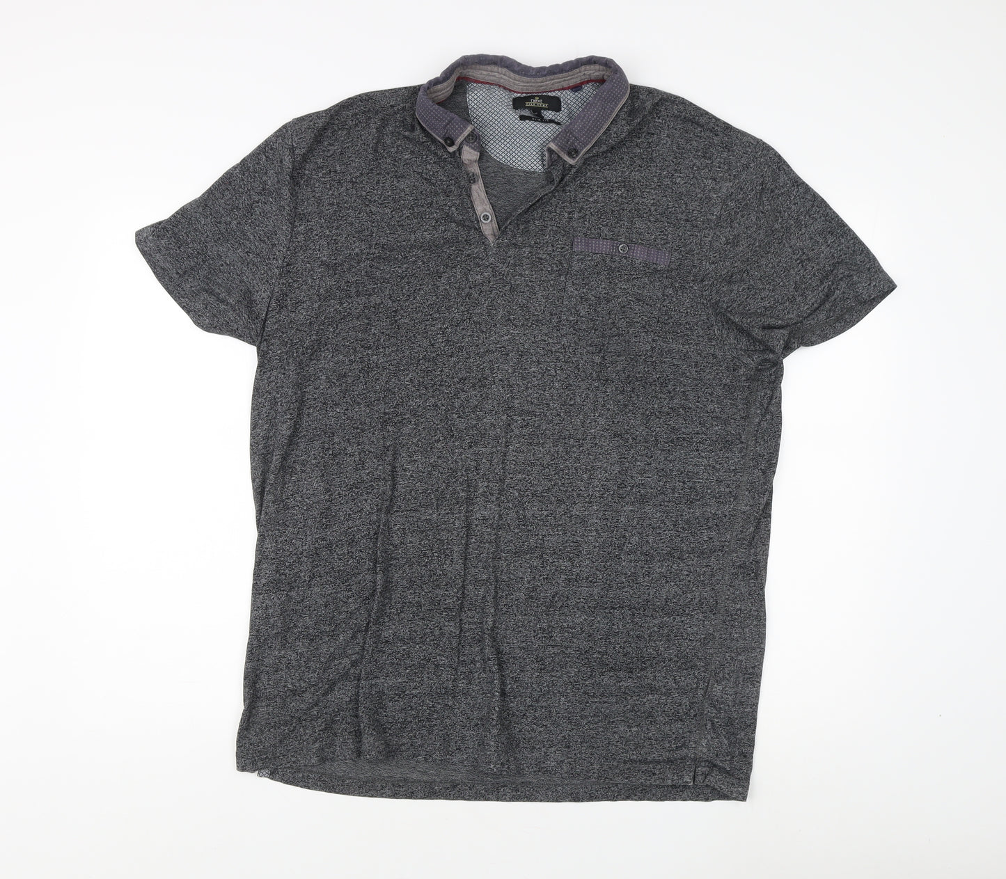 Next Men's Grey 2XL Polo Shirt, Short Sleeve Casual
