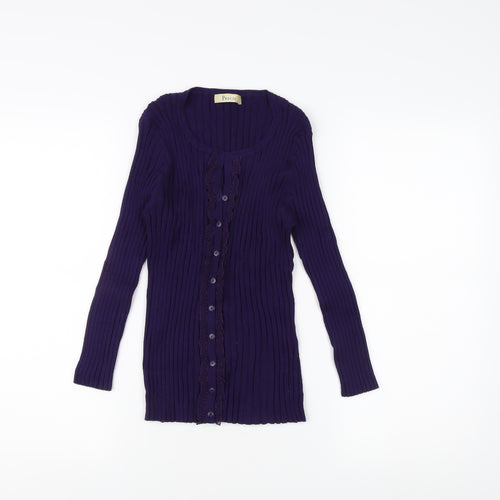 Precis Women's Purple Cardigan - M, Scoop Neck Long Sleeve