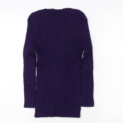 Precis Women's Purple Cardigan - M, Scoop Neck Long Sleeve