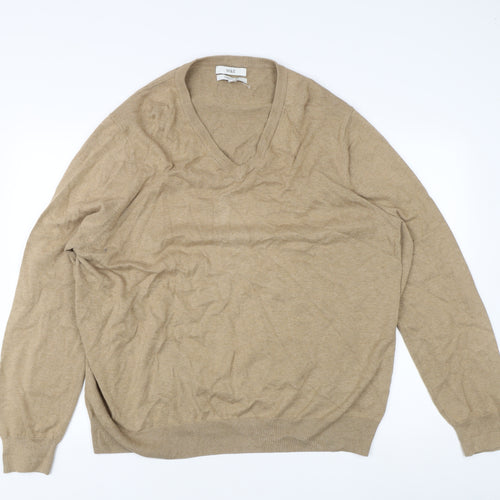 Marks and Spencer Men's Beige 3XL Cotton Pullover Jumper