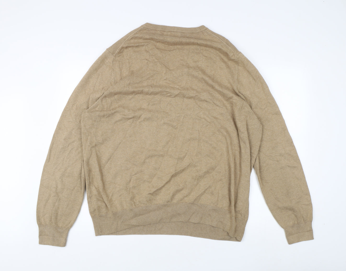 Marks and Spencer Men's Beige 3XL Cotton Pullover Jumper