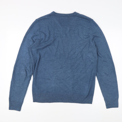 Marks and Spencer Men's Blue V-Neck Pullover Jumper M