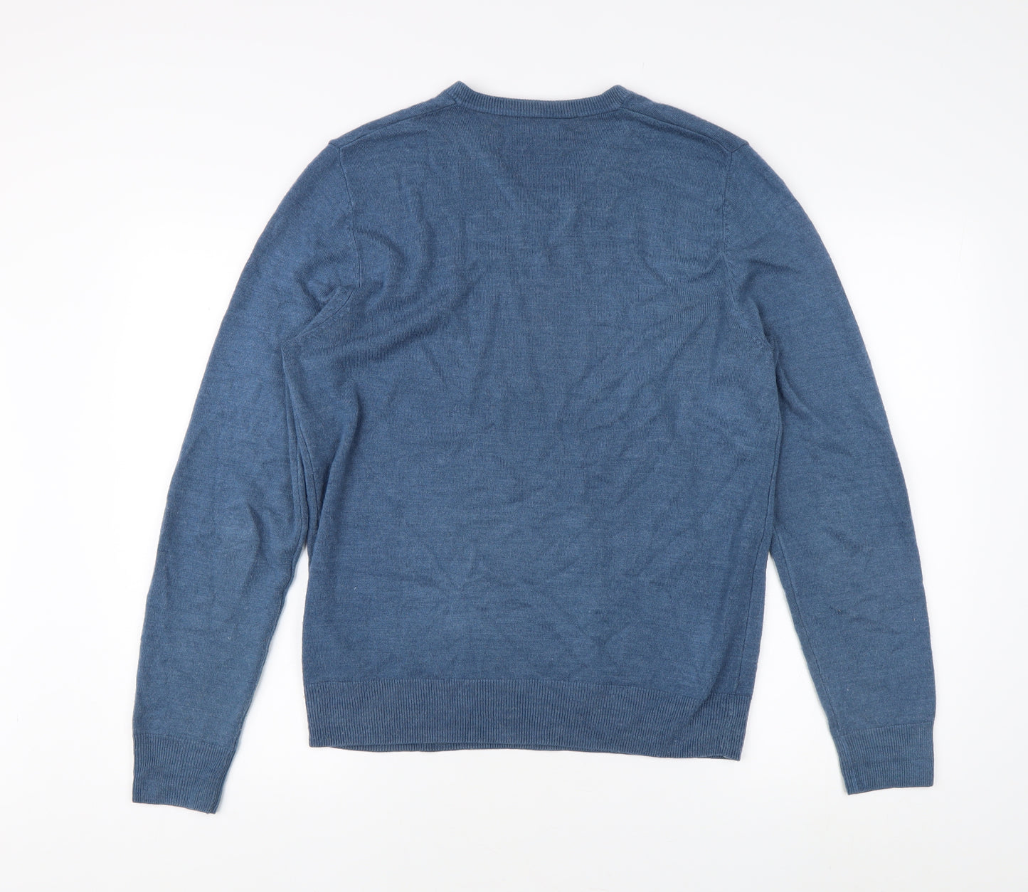 Marks and Spencer Men's Blue V-Neck Pullover Jumper M