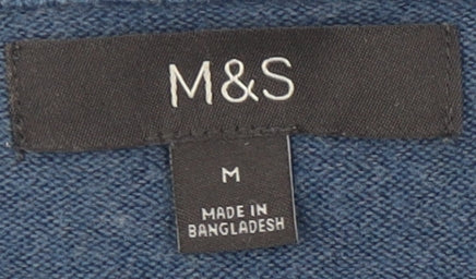 Marks and Spencer Men's Blue V-Neck Pullover Jumper M
