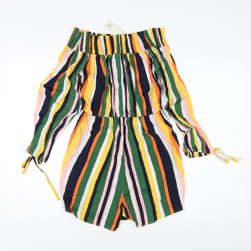 River Island Women's Multicoloured Off-Shoulder Playsuit - Size 8