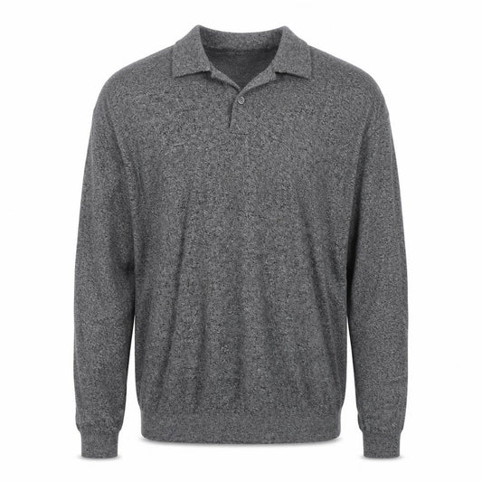 Front view of Next Men's Grey XL Collared Henley Jumper