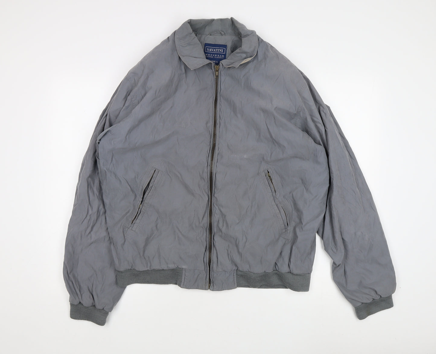 Savatini Men's Grey Bomber Jacket L