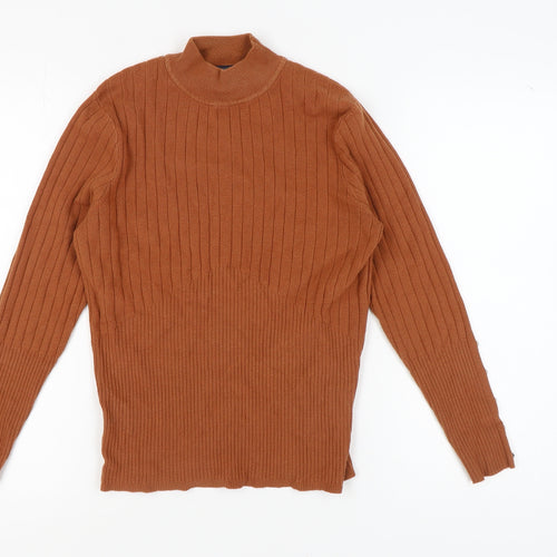 Marks and Spencer Women Brown Mock Neck Pullover Jumper