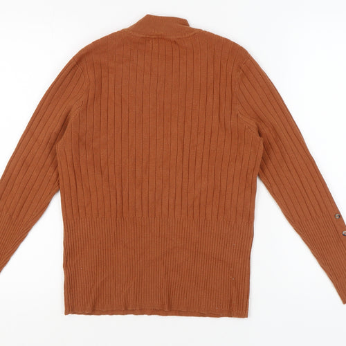 Marks and Spencer Women Brown Mock Neck Pullover Jumper