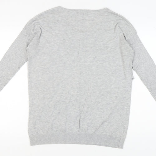 RJR.John Rocha Women's Grey V-Neck Pullover Jumper Size 16