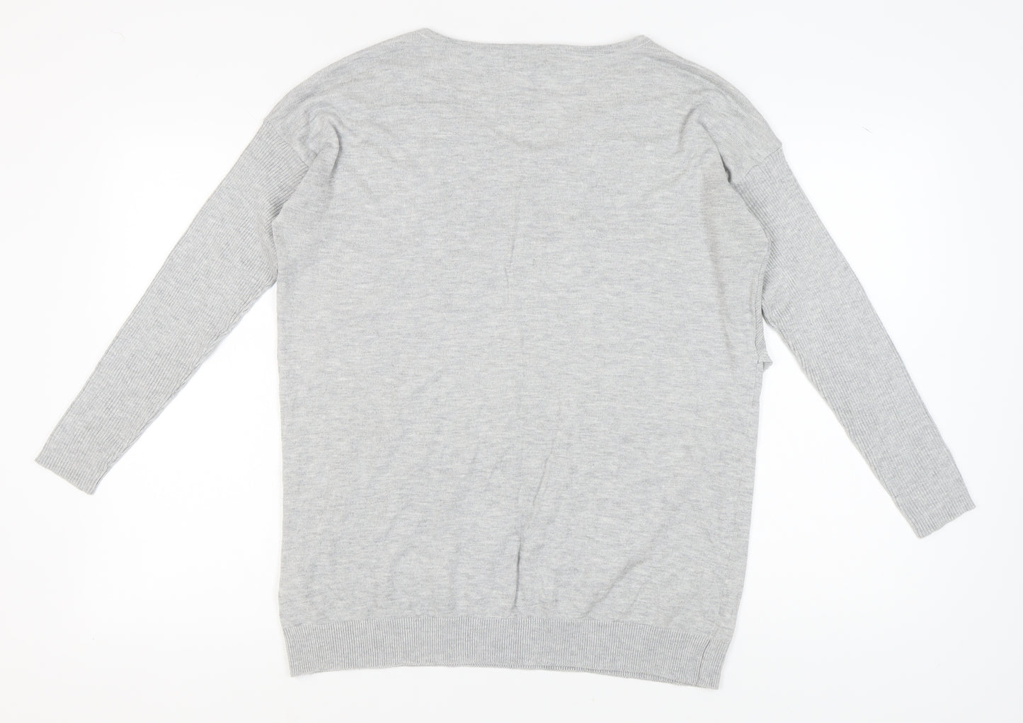 RJR.John Rocha Women's Grey V-Neck Pullover Jumper Size 16