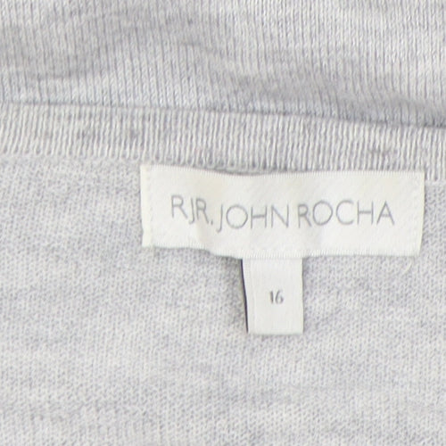 RJR.John Rocha Women's Grey V-Neck Pullover Jumper Size 16