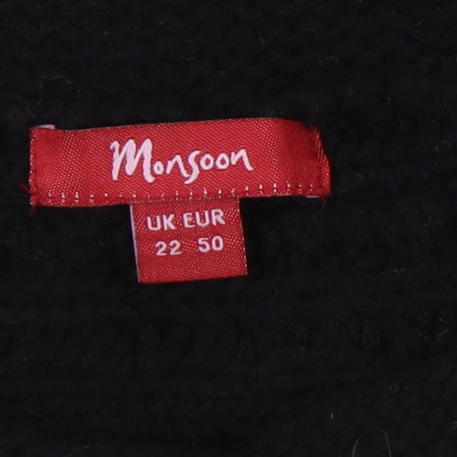 Monsoon Women's Black Jumper, Size 22, Chunky Knit