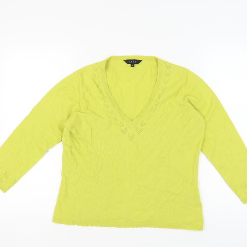 East Women's Green V-Neck Pullover Jumper M