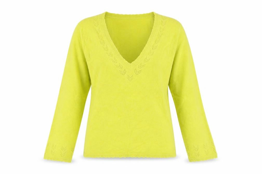 Front view of East Women's Green V-Neck jumper M
