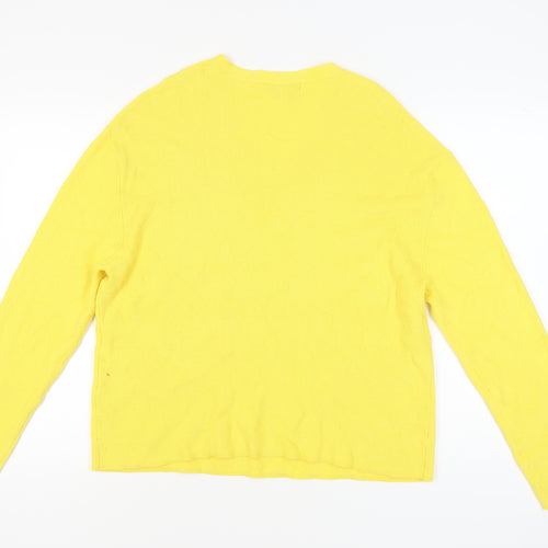 Marks and Spencer Women's Yellow V-Neck Pullover Jumper L