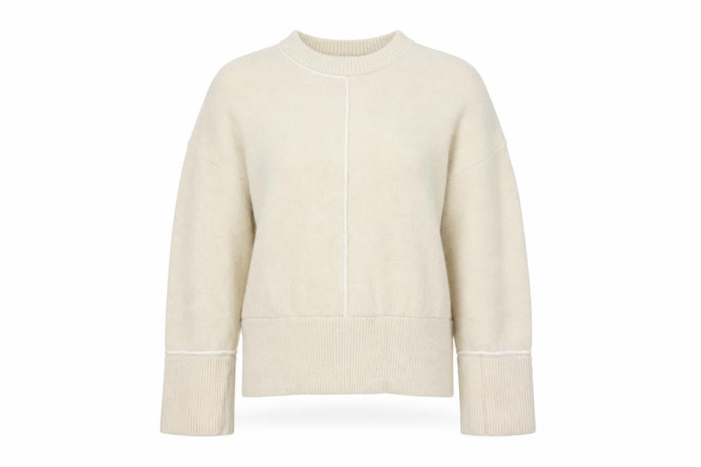 Front view of Zara Women's Beige jumper, size 8, Crew Neck