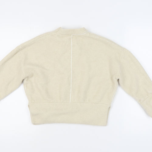 Zara Women's Beige Pullover Jumper, Size 8, Crew Neck