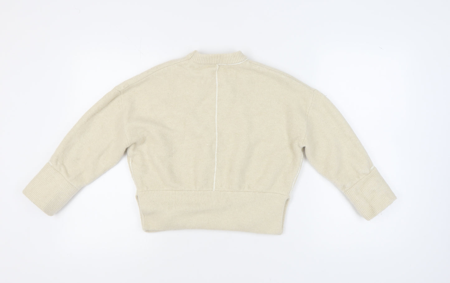 Zara Women's Beige Pullover Jumper, Size 8, Crew Neck