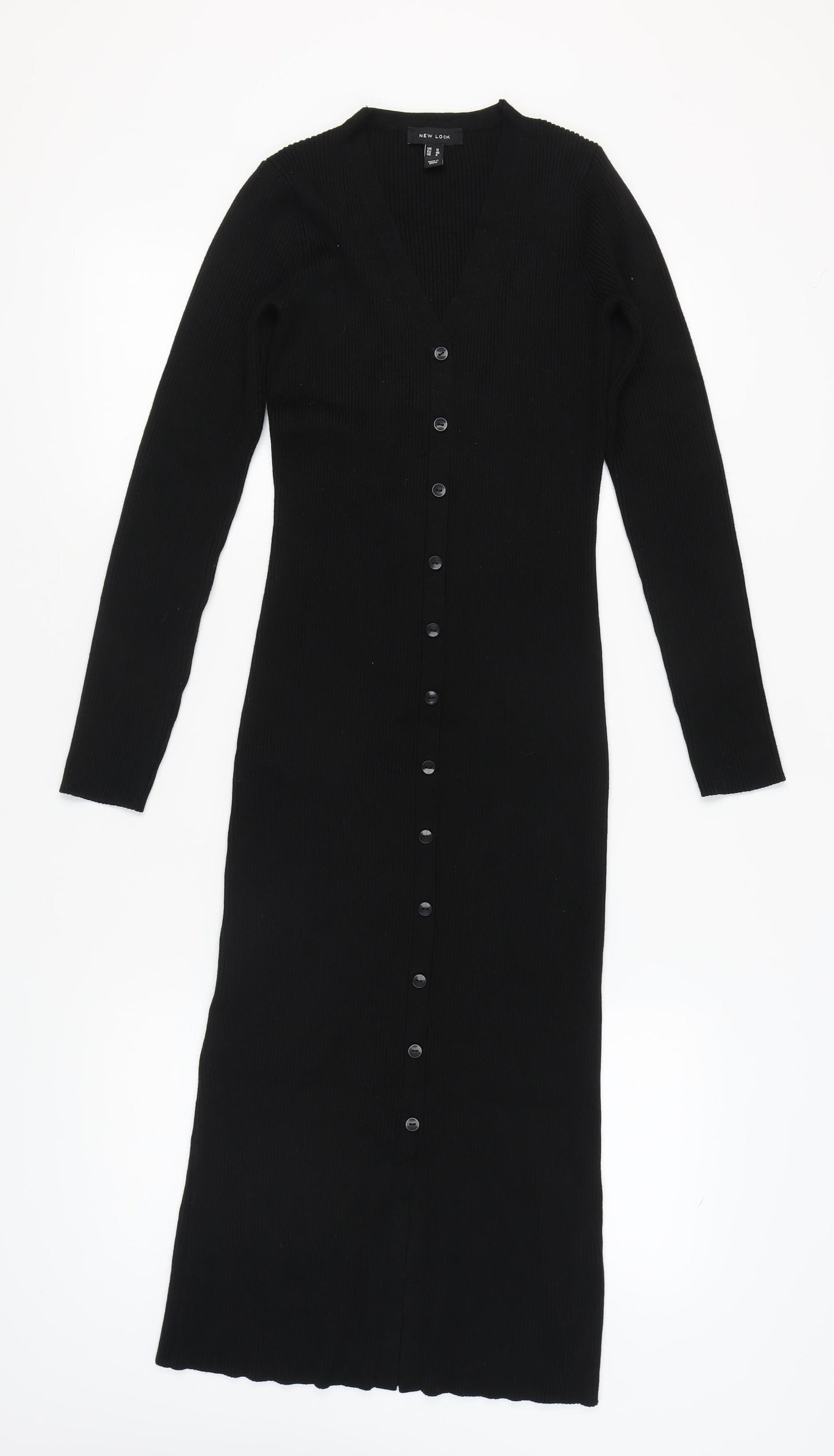 New Look Women's Black V-Neck Bodycon Midi Dress Size 12