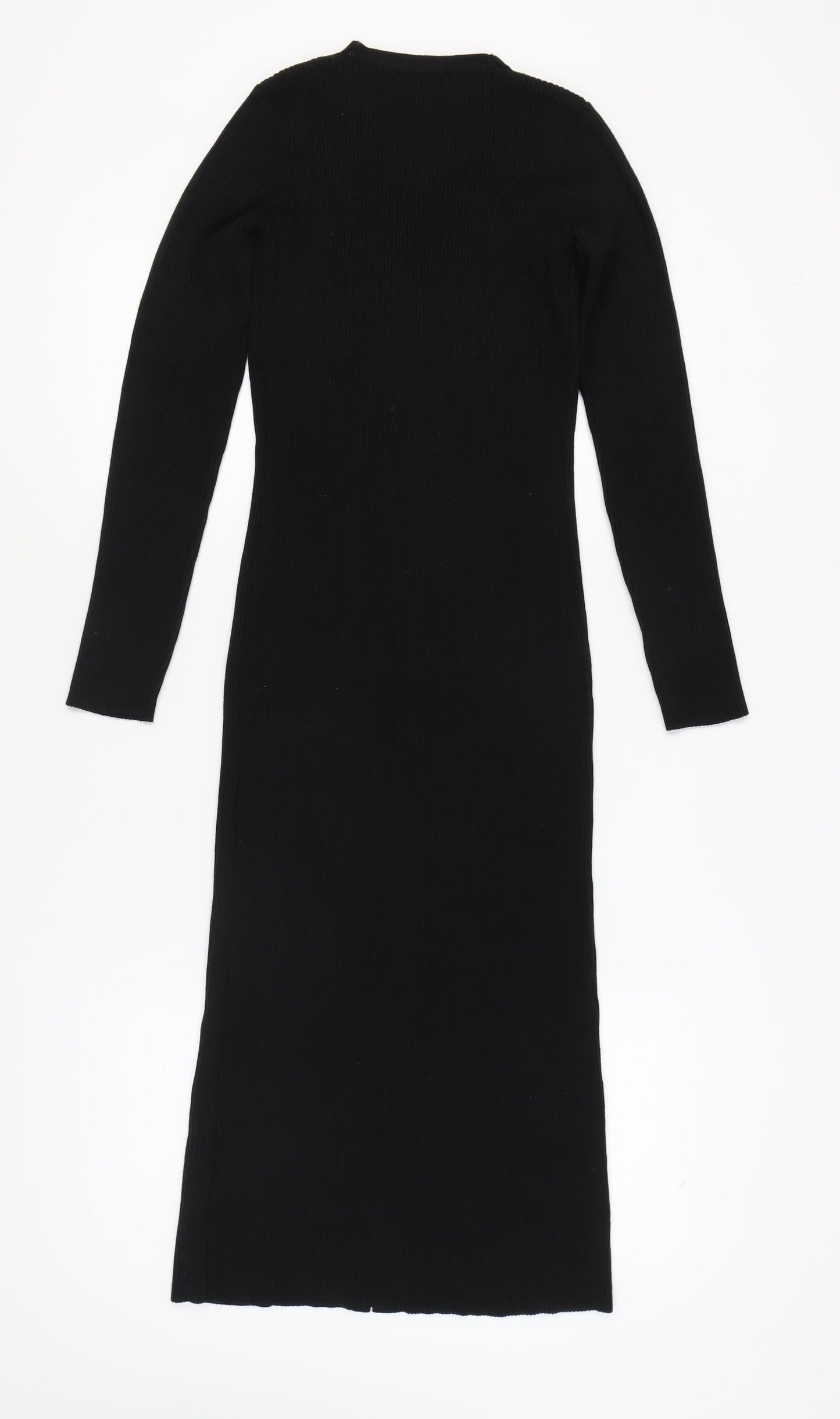 New Look Women's Black V-Neck Bodycon Midi Dress Size 12