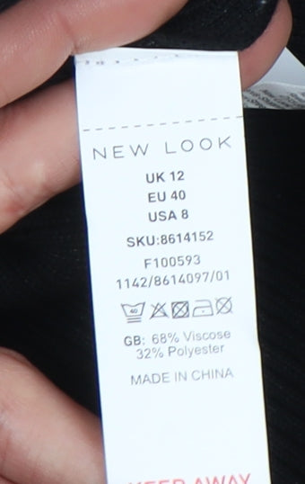 New Look Women's Black V-Neck Bodycon Midi Dress Size 12