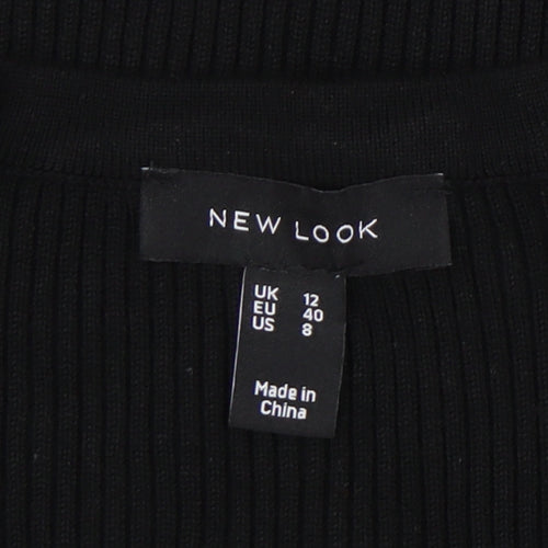 New Look Women's Black V-Neck Bodycon Midi Dress Size 12