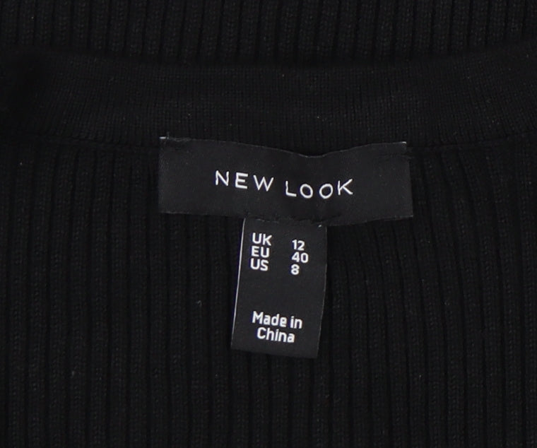 New Look Women's Black V-Neck Bodycon Midi Dress Size 12