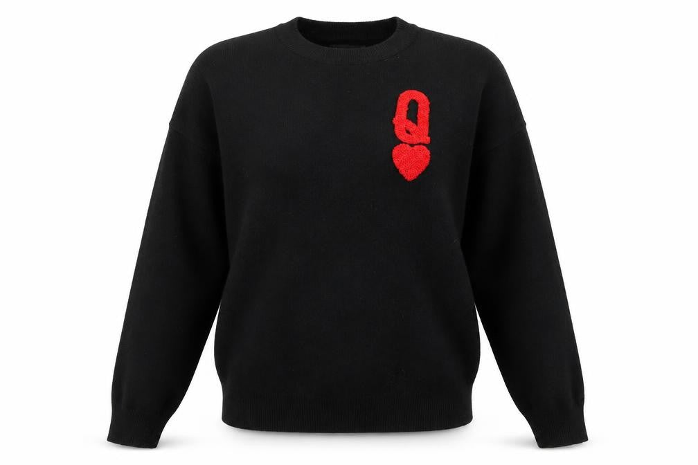 Front view of QED London Women's Black jumper M/L