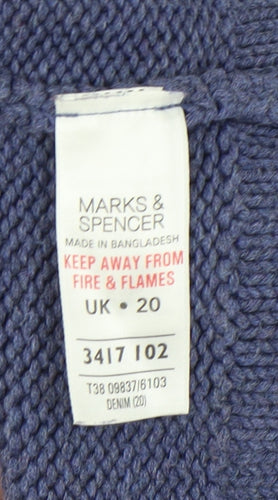 Marks and Spencer Women's Blue Full Zip Jumper Size 20