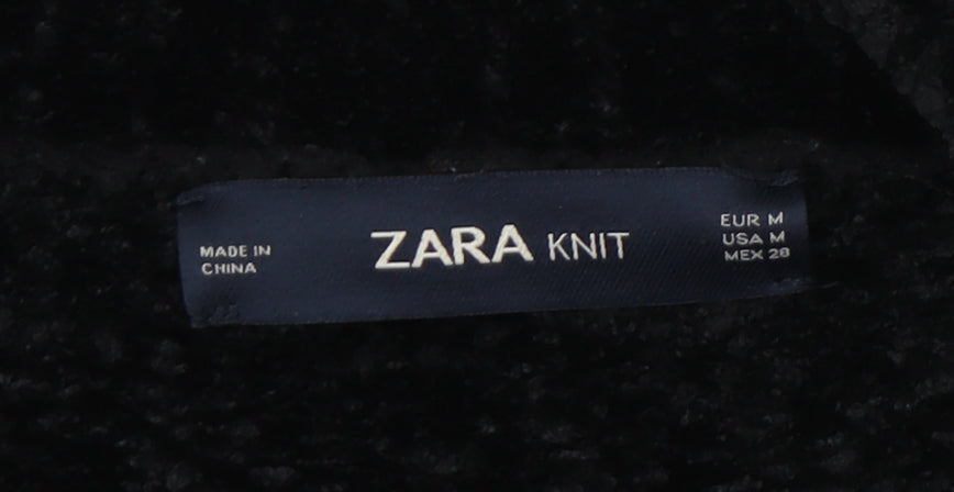 Zara Women's Black V-Neck Pullover Jumper M