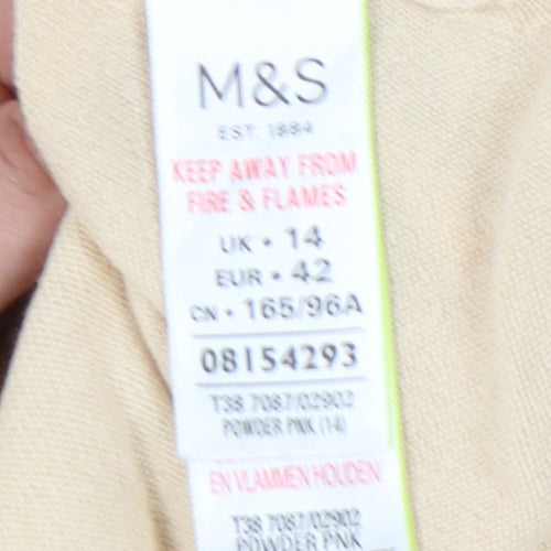 Marks and Spencer Women's Beige V-Neck Pullover Jumper