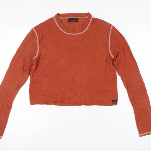 Urban Outfitters Women's Brown Cropped Long Sleeve T-Shirt