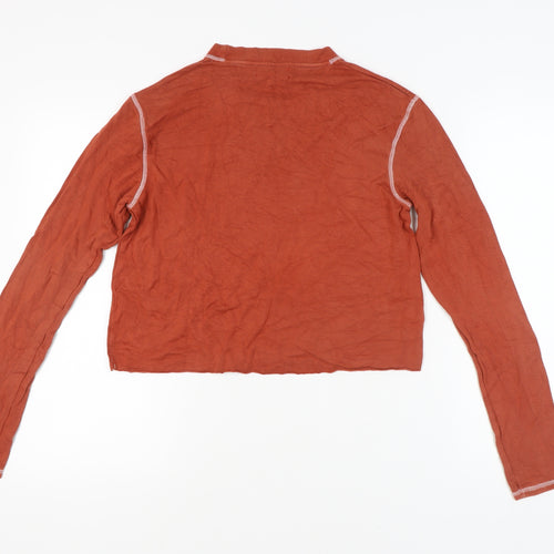Urban Outfitters Women's Brown Cropped Long Sleeve T-Shirt