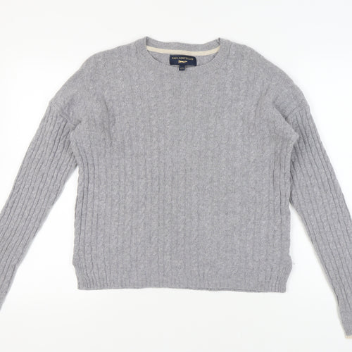 Paul Costelloe Women's Grey Cable-Knit Jumper, Size 14