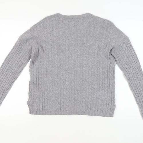 Paul Costelloe Women's Grey Cable-Knit Jumper, Size 14
