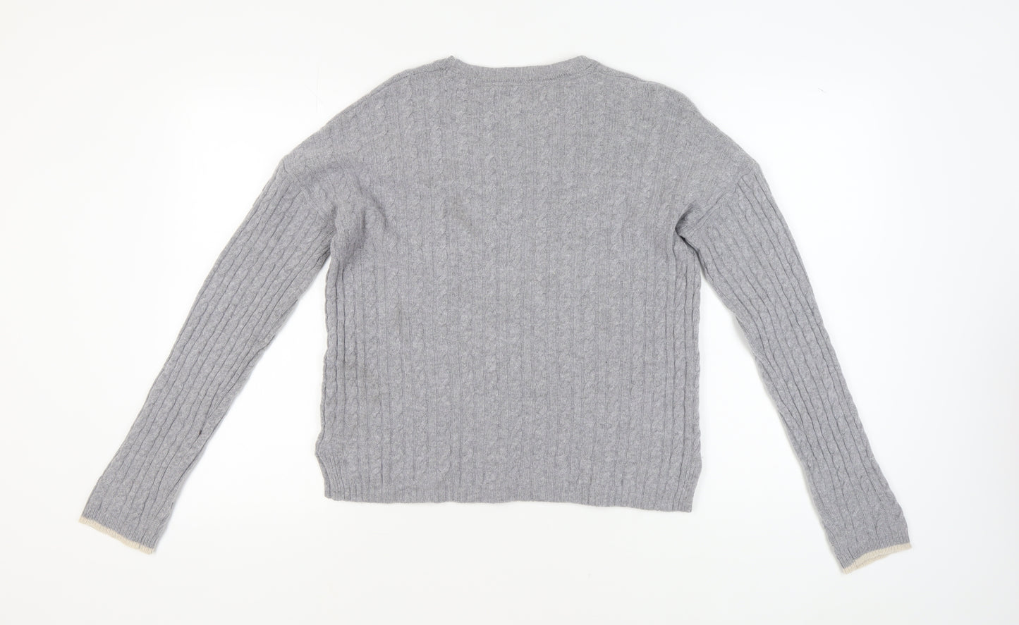 Paul Costelloe Women's Grey Cable-Knit Jumper, Size 14