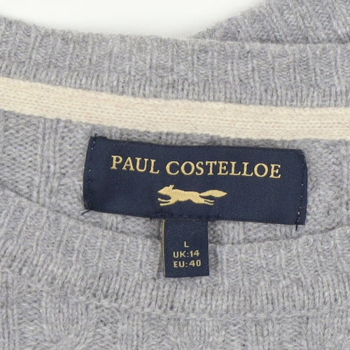 Paul Costelloe Women's Grey Cable-Knit Jumper, Size 14