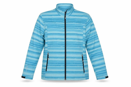 Front view of Killtec Women's Blue Striped Jacket, size 18, Windbreaker