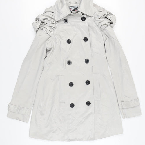 Lipsy Women's Grey Ruffled Coat Size 10