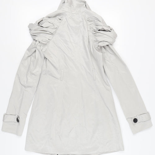Lipsy Women's Grey Ruffled Coat Size 10