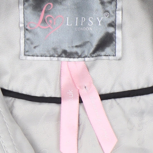 Lipsy Women's Grey Ruffled Coat Size 10
