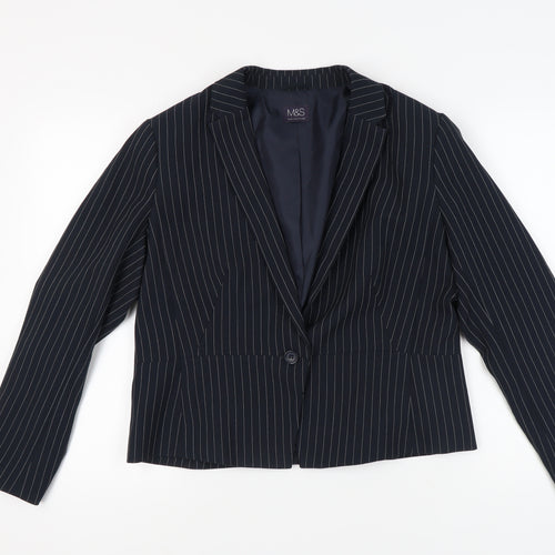 Marks and Spencer Women's Black Pinstripe Blazer UK 16