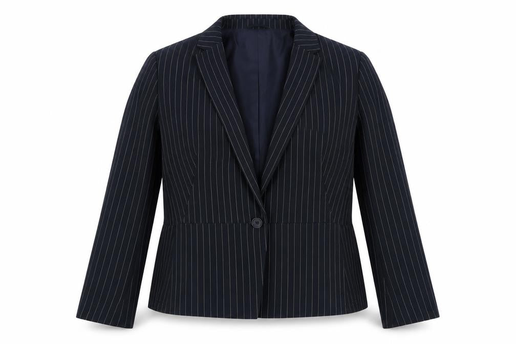 Front view of Marks & Spencer Women's Black Pinstripe Blazer UK 16