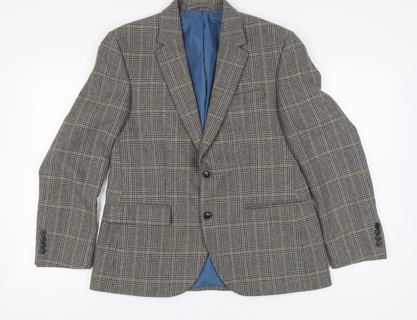 Marks and Spencer Men's Grey Check Blazer, Size 40S