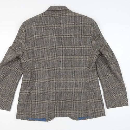 Marks and Spencer Men's Grey Check Blazer, Size 40S