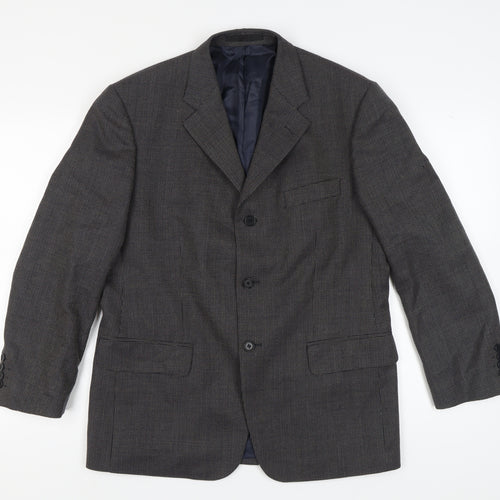 Marks and Spencer Men's Navy Check Wool Silk Blazer 40 Short