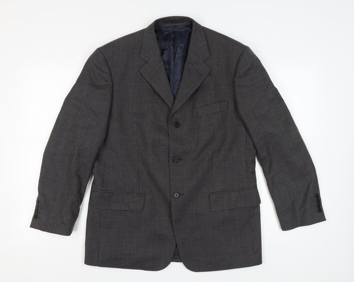 Marks and Spencer Men's Navy Check Wool Silk Blazer 40 Short