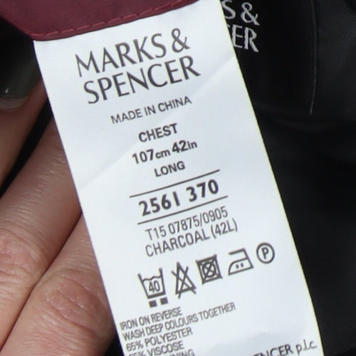 Marks and Spencer Men's Charcoal Long Blazer 42L